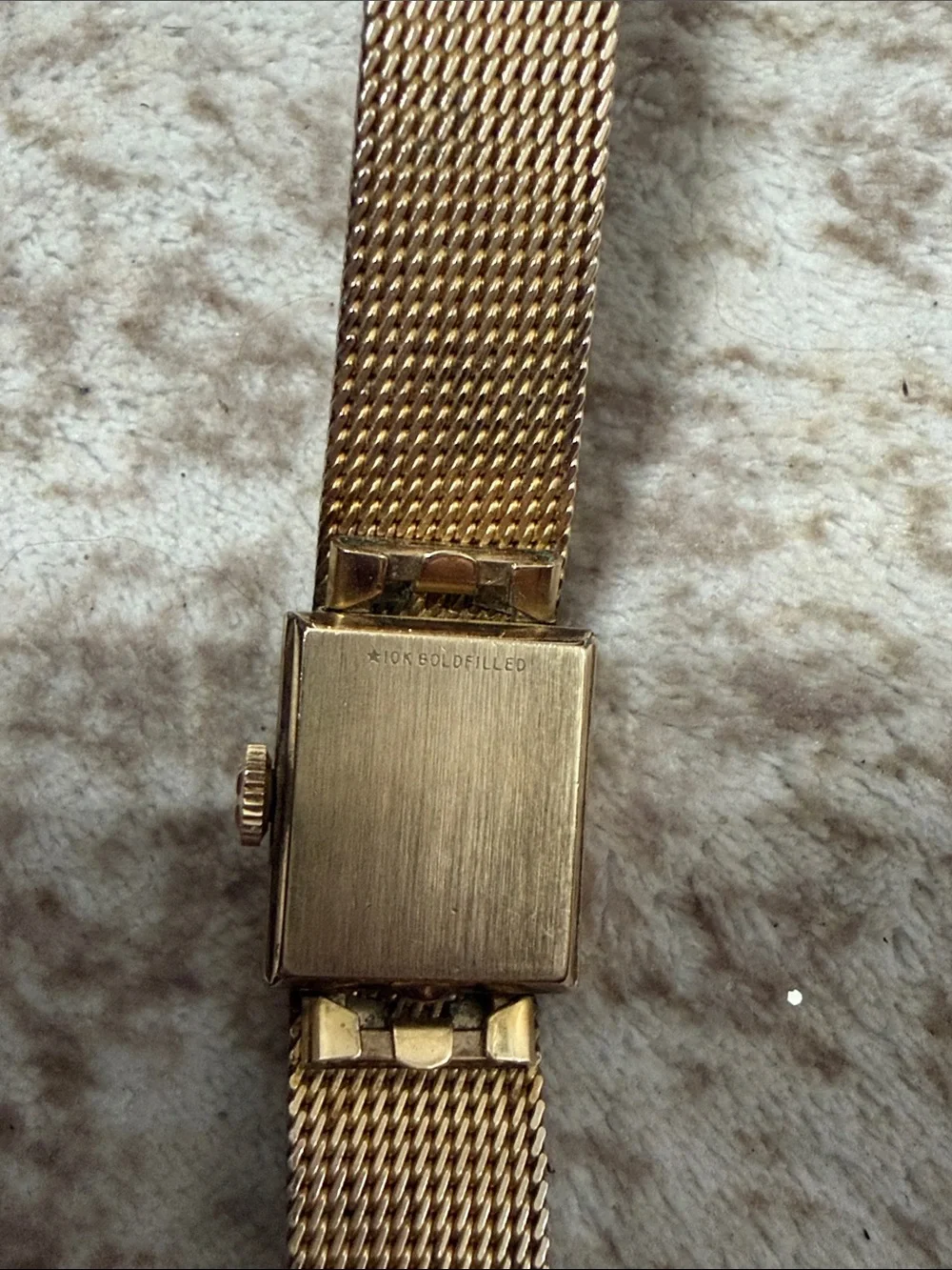 Omega Gold-Tone Mesh Bracelet Women's Watch with Cream Dial